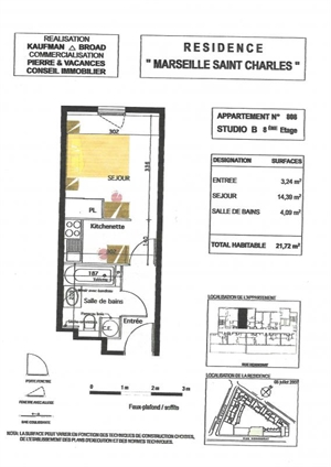 studio à la vente -   13003  MARSEILLE, surface 21 m2 vente studio - UBI430589666